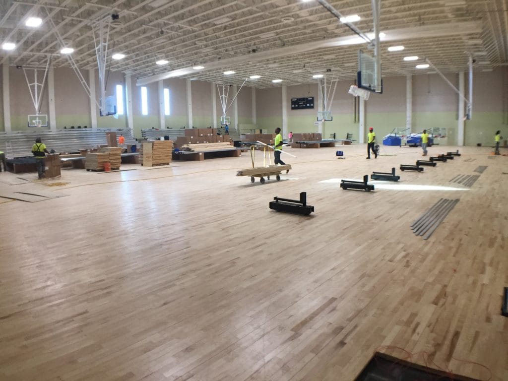 john cray high school gymnasium floor installation