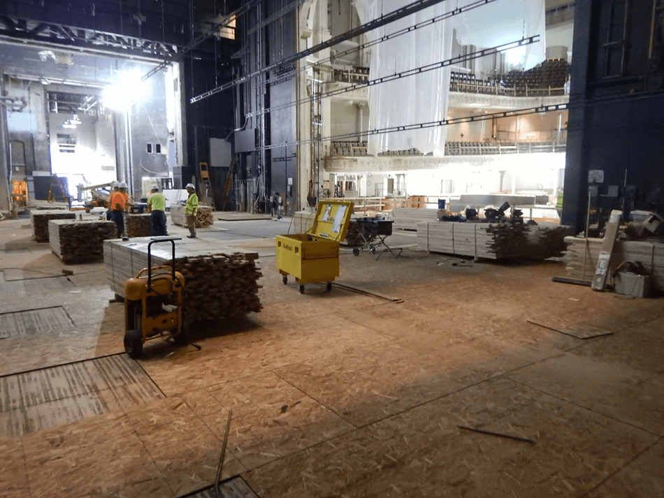 Springer Auditorium stage construction