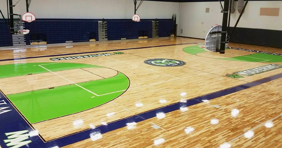 blue green hardwood maple sports floor