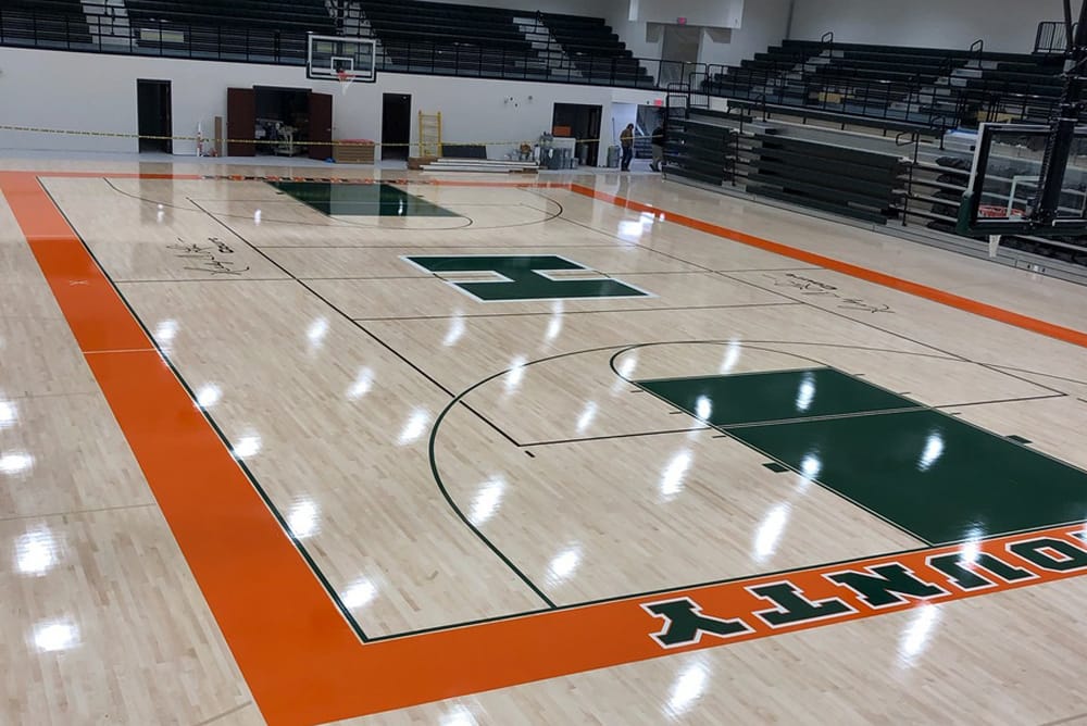 first grade maple floor in high school gym