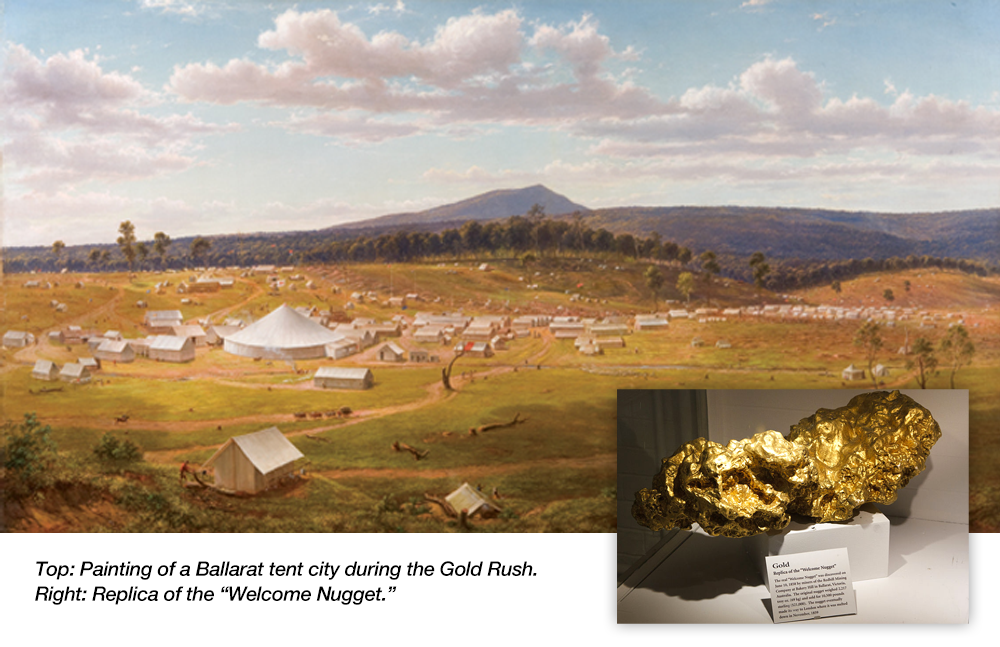 gold nugget painting and replica