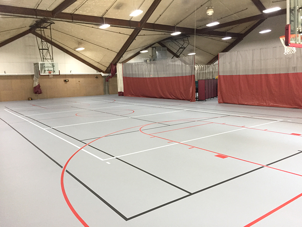new basketball court with 3-point line moved