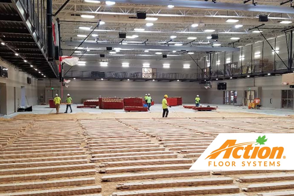 subfloor of school basketball court