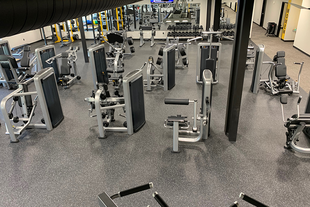 fitness center with nonslip durable flooring
